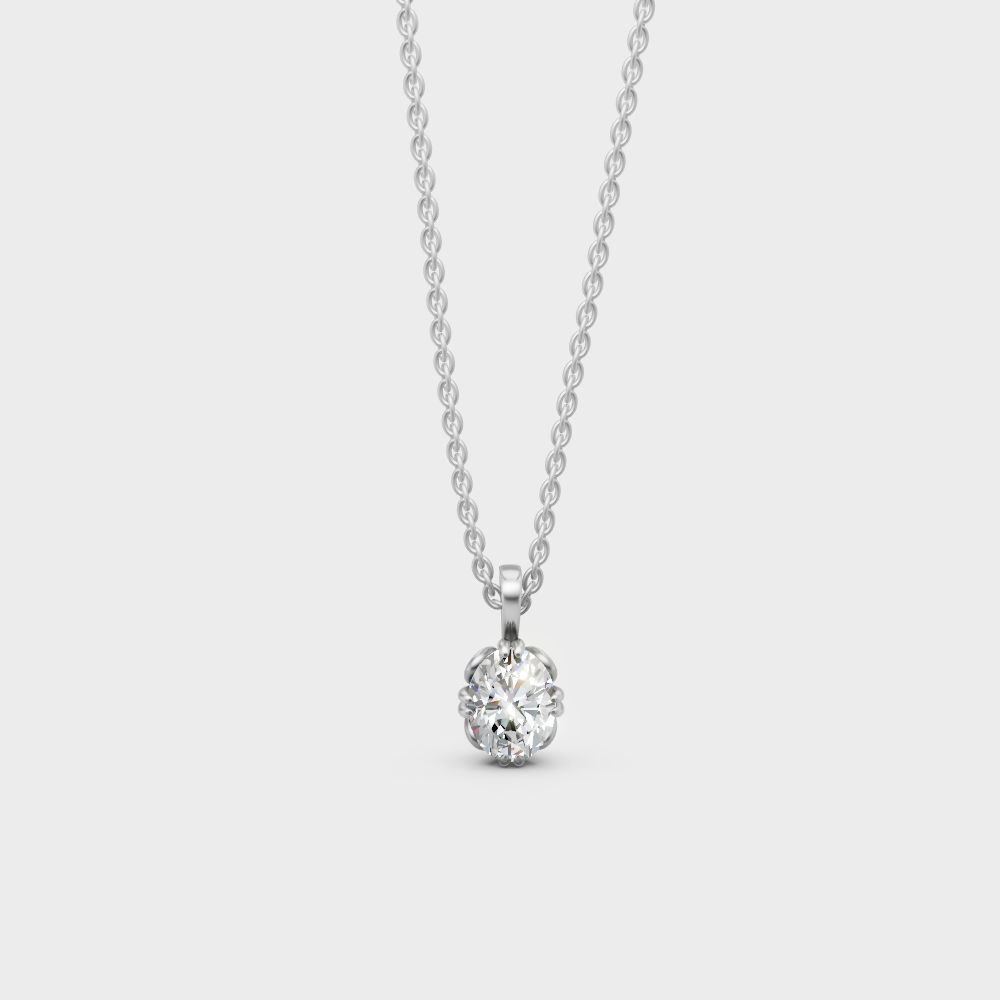 Premium 950 Platinum Oval-Cut Lab-Grown Diamond Solitaire Pendant